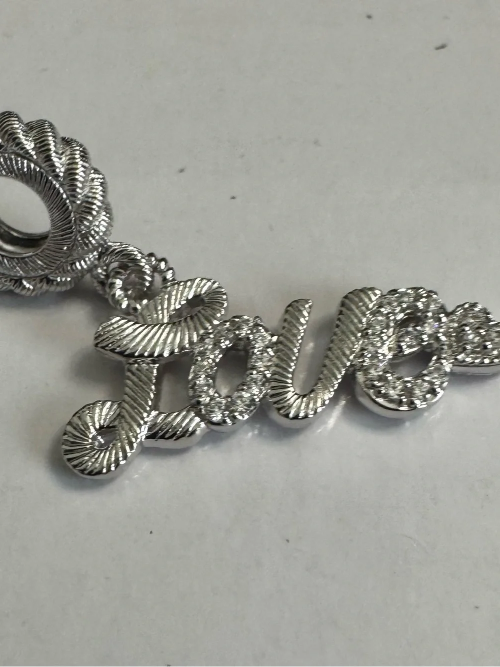Judith Ripka 925 Silver 'Love' Script Charm Pendant - Picture 4 of 5